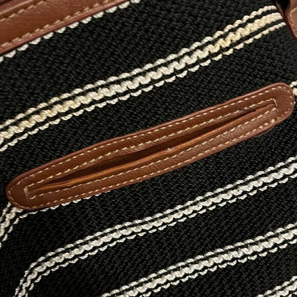 The Sak woven tote purse black white striped leather - Picture 4 of 12